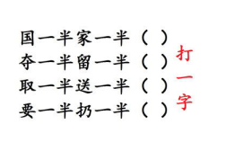 多一半打一字谜语,多一半谜语一字答案大揭秘”